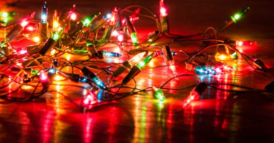 colorful string lights on the floor