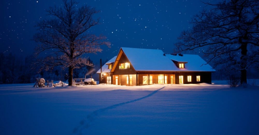 Home In Winter Powered By Home Backup Generator