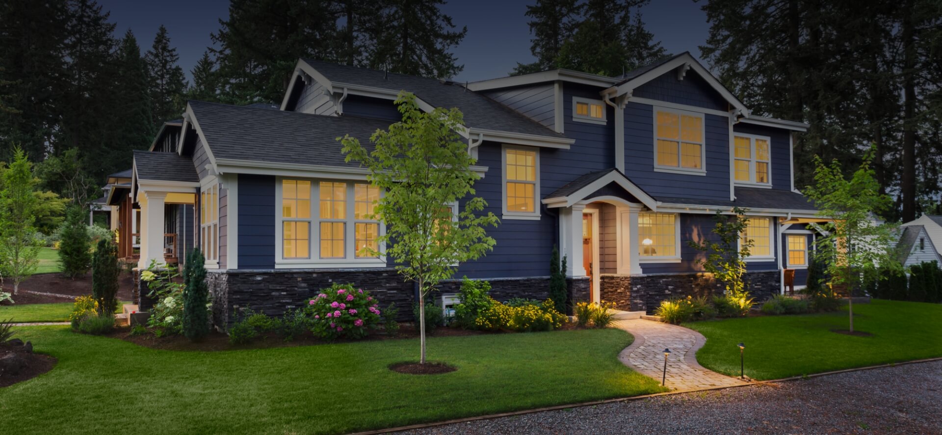 Exterior shot of house illuminated because of generator